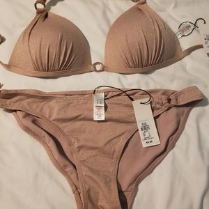 Two piece rose gold/blush bikini sz 10 primark